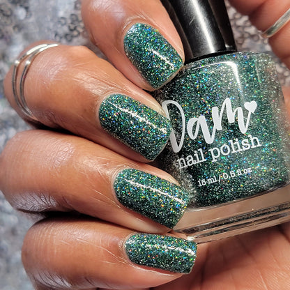 Eternal - Deep Green Reflective Glitter Nail Polish - Bitten Collection