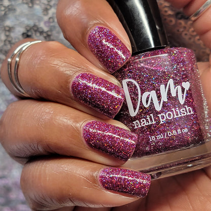 Heartless - Purple Maroon Reflective Glitter Nail Polish - Bitten Collection