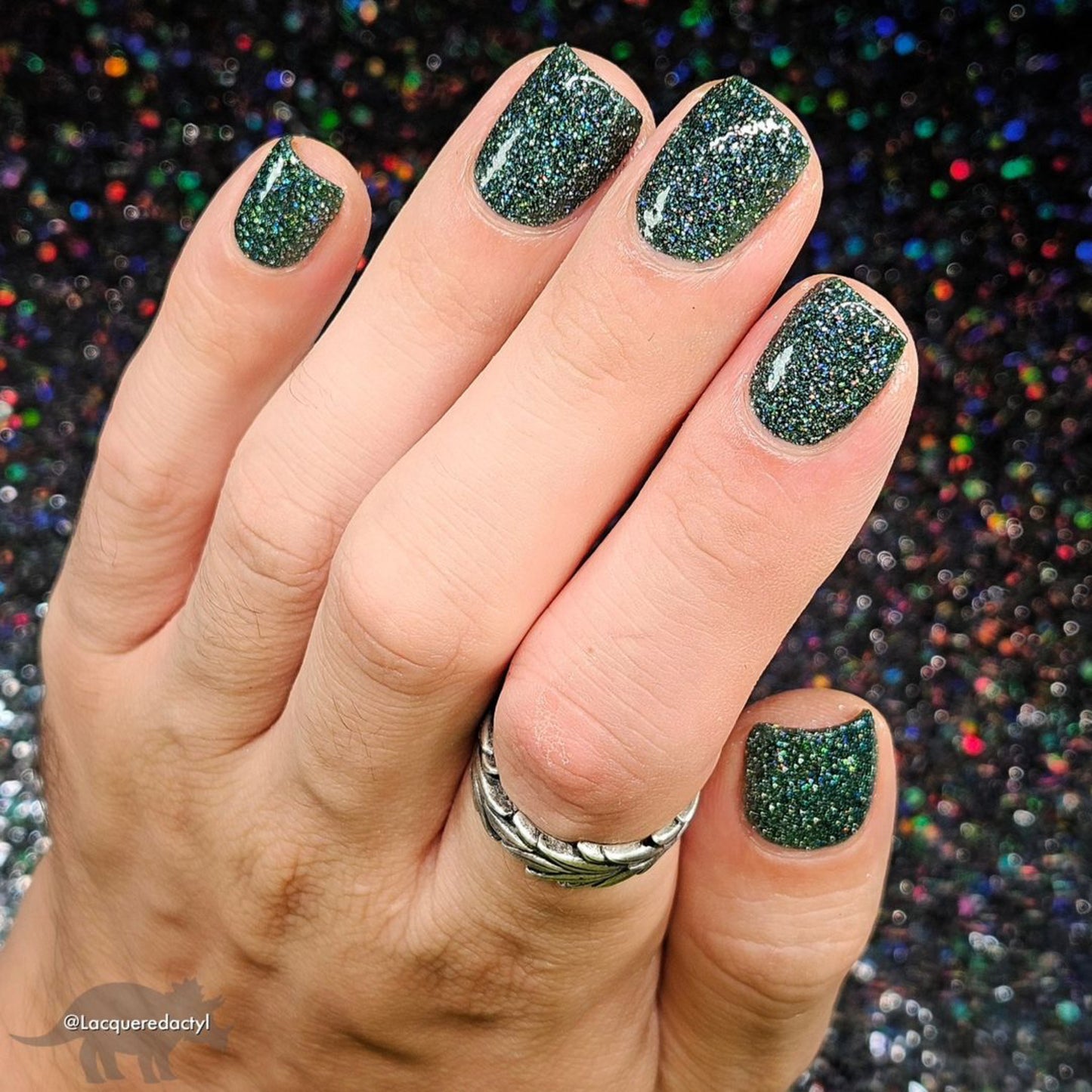 Eternal - Deep Green Reflective Glitter Nail Polish - Bitten Collection