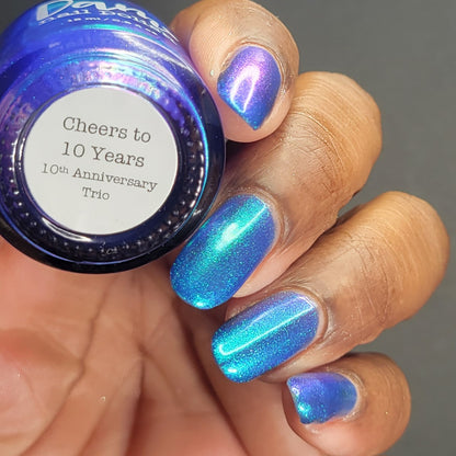 Cheers to 10 Years - Blue Shimmer Nail Polish - 10th Anniversary Trio