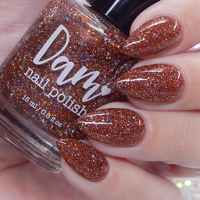 The Stakes Are Deadly - Burnt Orange Reflective Glitter Nail Polish - Bitten Collection