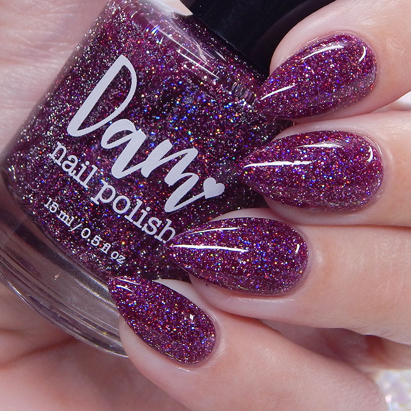 Heartless - Purple Maroon Reflective Glitter Nail Polish - Bitten Collection