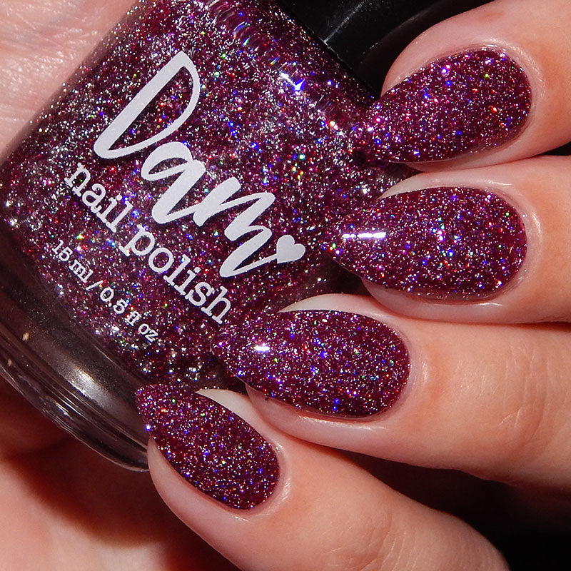 Heartless - Purple Maroon Reflective Glitter Nail Polish - Bitten Collection