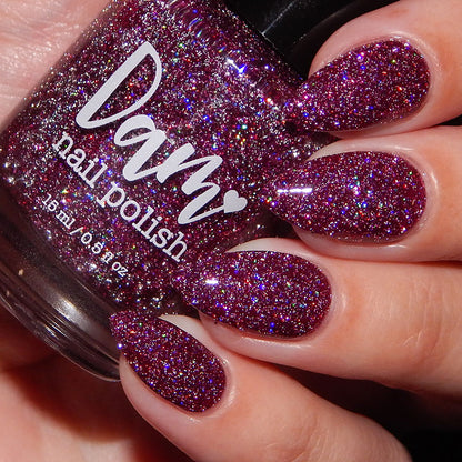 Heartless - Purple Maroon Reflective Glitter Nail Polish - Bitten Collection