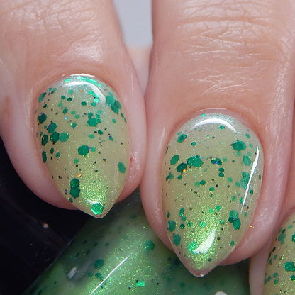 Honeydew Brew - Light Green Crelly - Glitter Nail Polish - Shimmer Nail Polish - Sweet Sips Collection