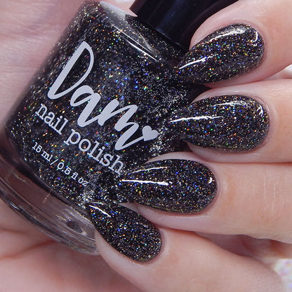 Shadow Dweller - Black Reflective Glitter Nail Polish - Bitten Collection