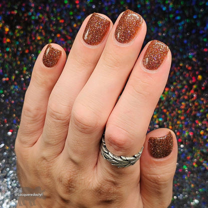 The Stakes Are Deadly - Burnt Orange Reflective Glitter Nail Polish - Bitten Collection