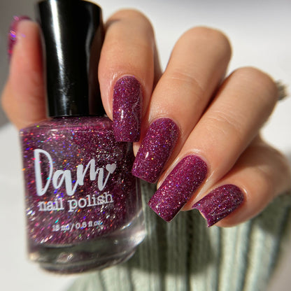 Heartless - Purple Maroon Reflective Glitter Nail Polish - Bitten Collection