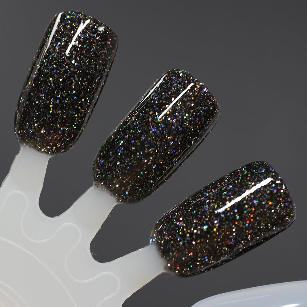 Shadow Dweller - Black Reflective Glitter Nail Polish - Bitten Collection