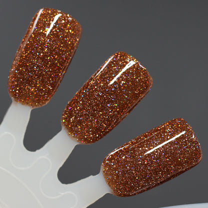 The Stakes Are Deadly - Burnt Orange Reflective Glitter Nail Polish - Bitten Collection