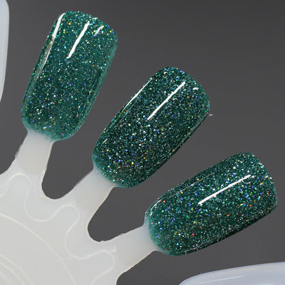 Eternal - Deep Green Reflective Glitter Nail Polish - Bitten Collection