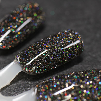 Shadow Dweller - Black Reflective Glitter Nail Polish - Bitten Collection