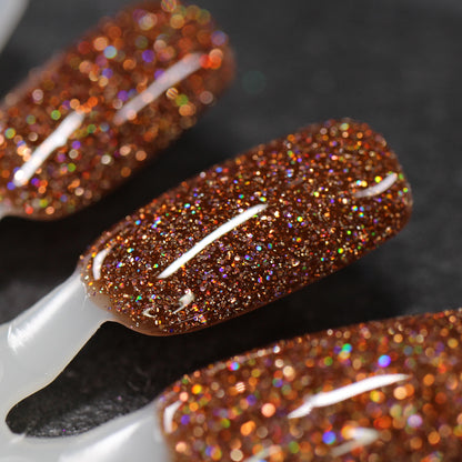 The Stakes Are Deadly - Burnt Orange Reflective Glitter Nail Polish - Bitten Collection