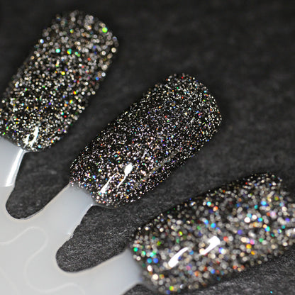 Shadow Dweller - Black Reflective Glitter Nail Polish - Bitten Collection