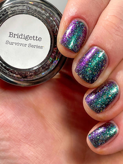 Bridigette - Green/Purple/Gold Multichrome Nail Polish - Holographic Glitter Nail Polish - Survivor Series