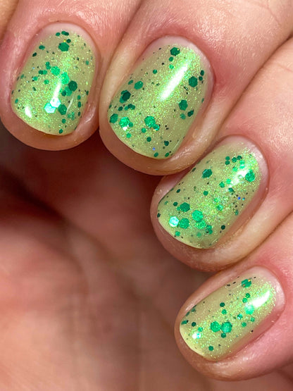 Honeydew Brew - Light Green Crelly - Glitter Nail Polish - Shimmer Nail Polish - Sweet Sips Collection