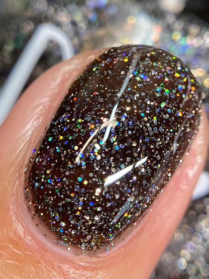 Shadow Dweller - Black Reflective Glitter Nail Polish - Bitten Collection