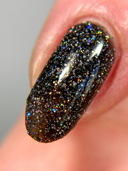 Shadow Dweller - Black Reflective Glitter Nail Polish - Bitten Collection