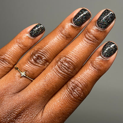 Shadow Dweller - Black Reflective Glitter Nail Polish - Bitten Collection