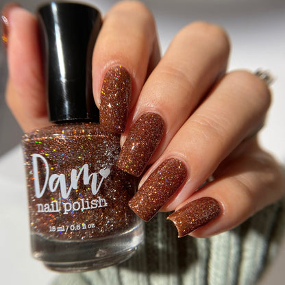 The Stakes Are Deadly - Burnt Orange Reflective Glitter Nail Polish - Bitten Collection