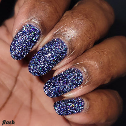 What a Batty - Blue Reflective Glitter Nail Polish - Bitten Collection