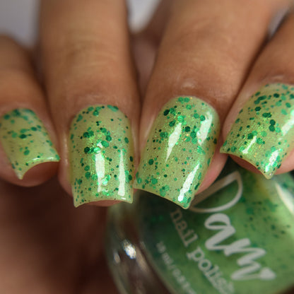 Honeydew Brew - Light Green Crelly - Glitter Nail Polish - Shimmer Nail Polish - Sweet Sips Collection