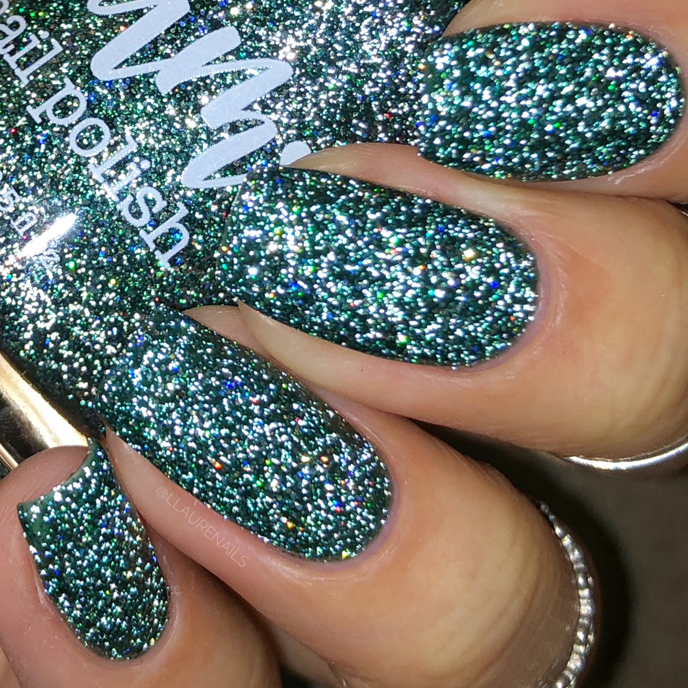 Eternal - Deep Green Reflective Glitter Nail Polish - Bitten Collection