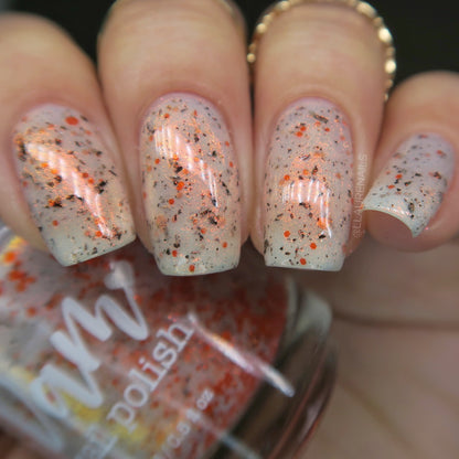 Glistening Gale - White Crelly - Orange Glitter Nail Polish - Shimmer Nail Polish - Stormy Siblings Collection