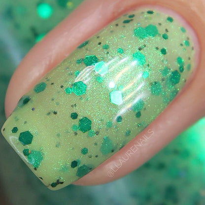 Honeydew Brew - Light Green Crelly - Glitter Nail Polish - Shimmer Nail Polish - Sweet Sips Collection