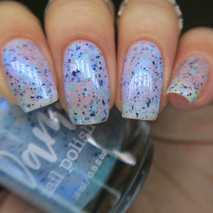 Iridescent Ice - White Crelly - Light Blue Glitter Nail Polish - Shimmer Nail Polish - Stormy Siblings Collection