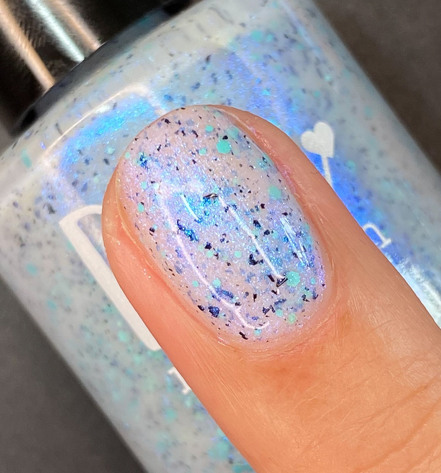 Iridescent Ice - White Crelly - Light Blue Glitter Nail Polish - Shimmer Nail Polish - Stormy Siblings Collection